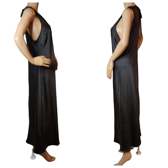 NWT House of Harlow black satin sleeveless maxi dress size XL - Picture 3 of 10